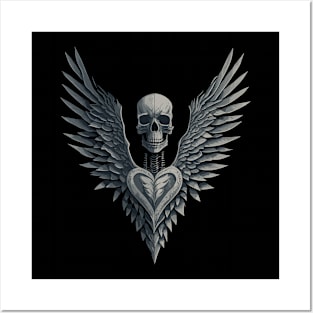 Winged Skeleton Occult Dark Satanic Witchcraft Emo Goth Posters and Art